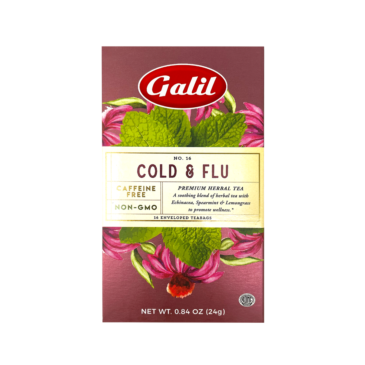 Cold and Flu Herbal Tea | 16' Tea Bags | 0.84 oz | Galil