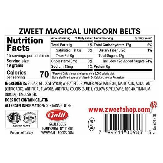 Unicorn Kiss Sour Belts | Zweet | 10 oz - ShopGalil