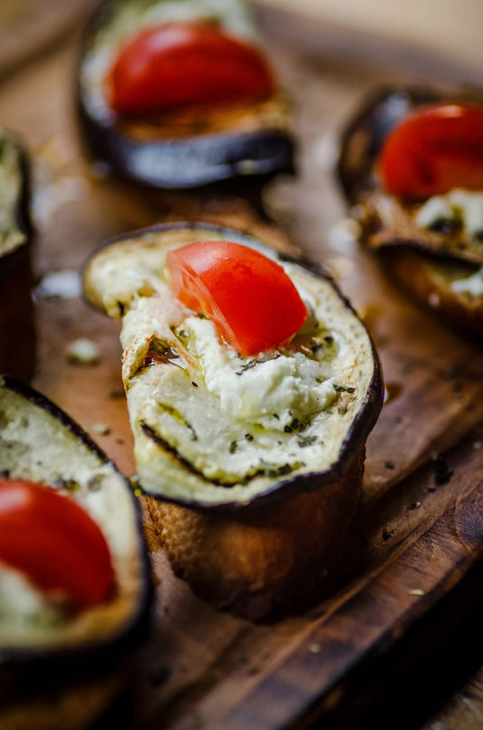 Fried Eggplant Caprese Bites