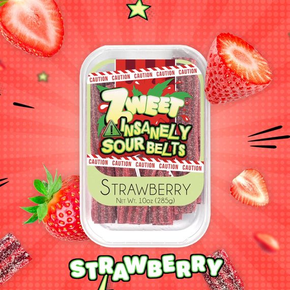Insanely Sour Strawberry Belts | Zweet | 10 oz