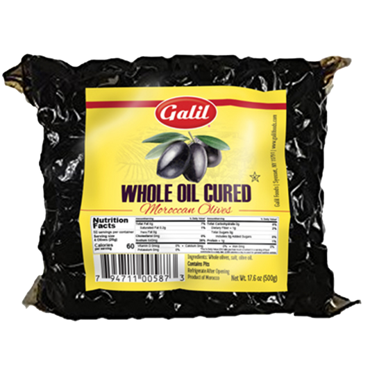 Oil Cured Black Olives | Vac-Pack | 17.6 oz | Galil