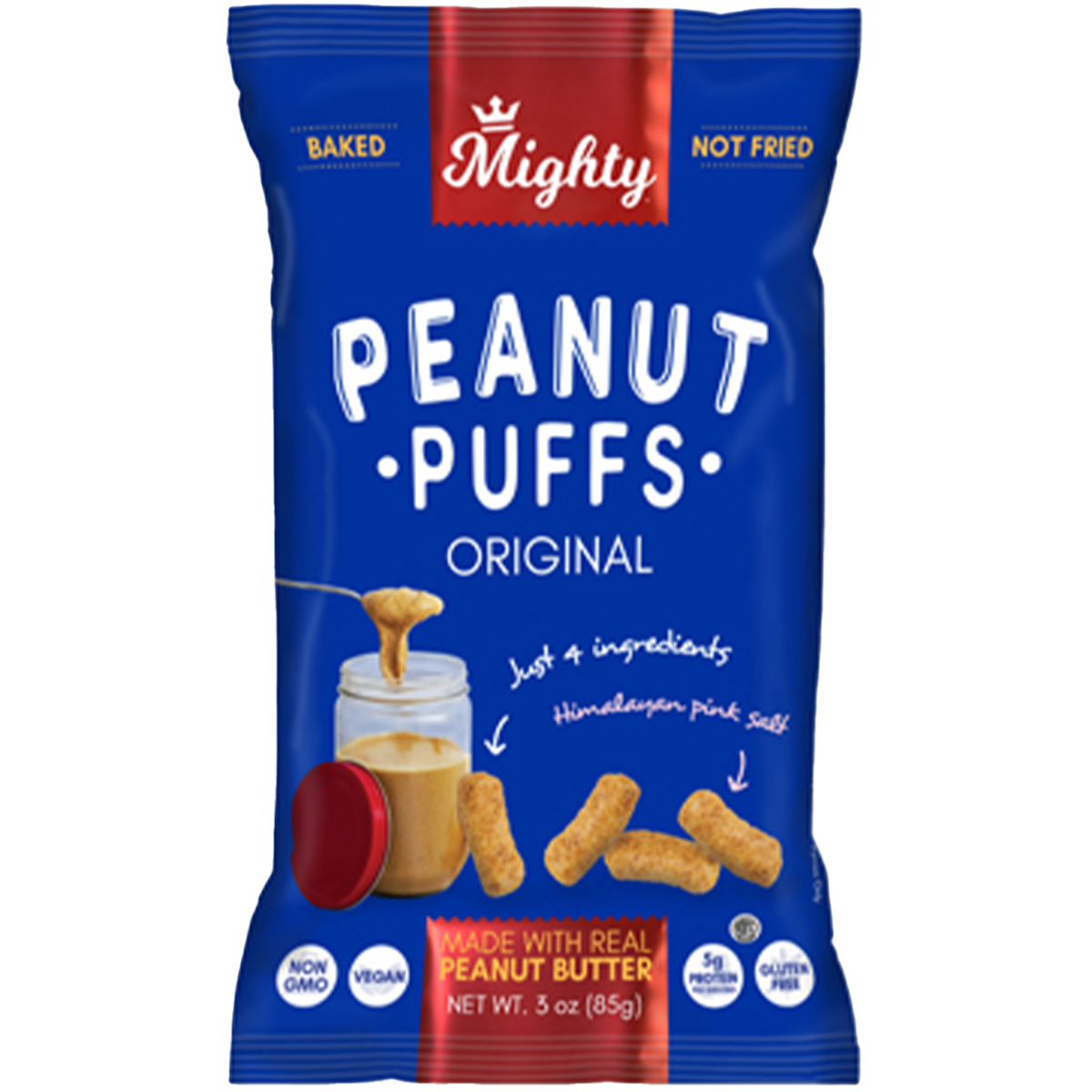 Peanut Butter Puffs Snack | Gluten Free & Vegan | 3.0 oz | Mighty