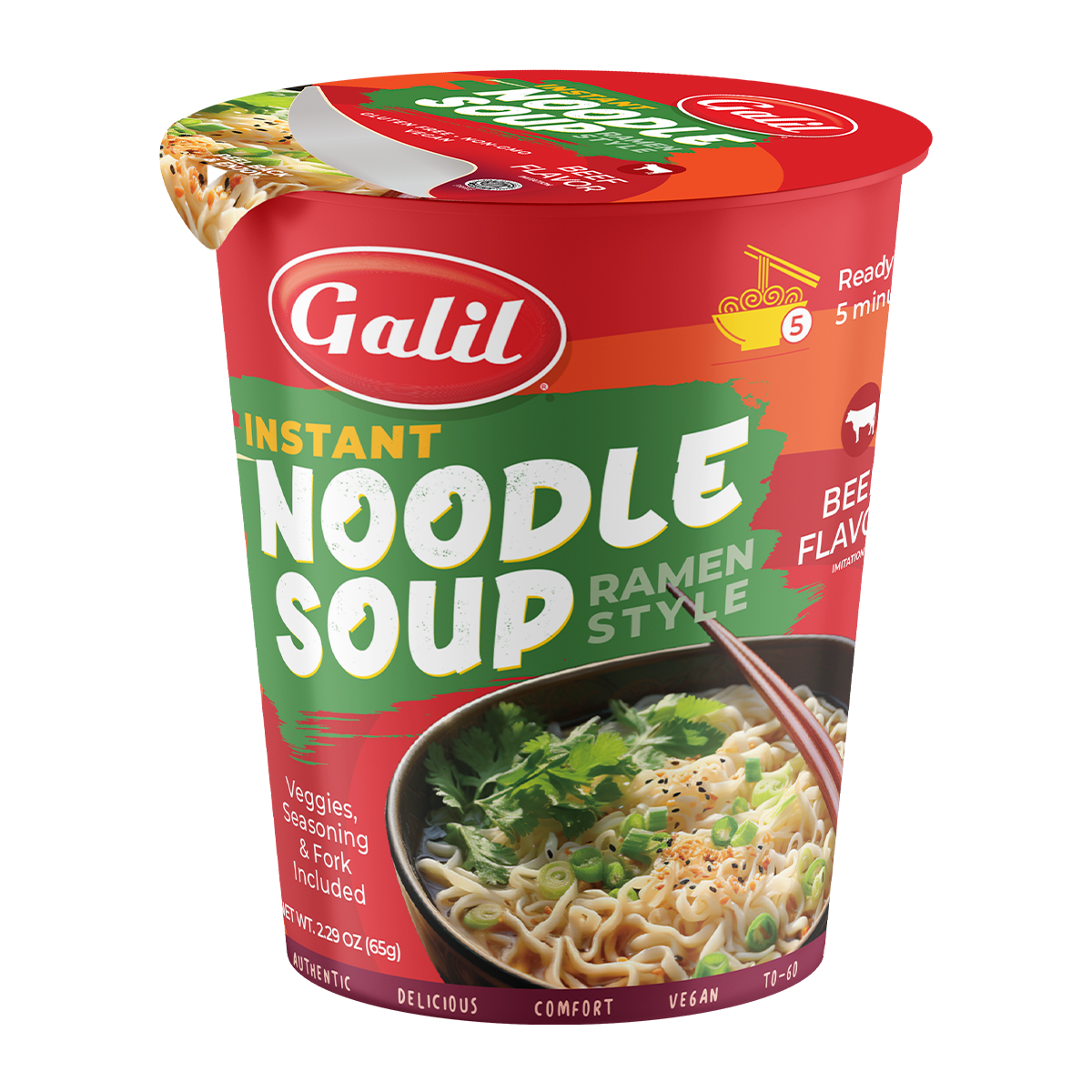 Galil Instant Cup Soup | Beef | Gluten Free Rice Ramen