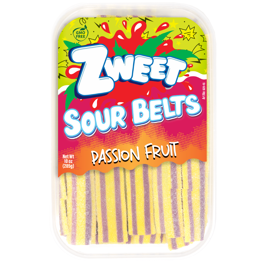 Sour Passion Fruit Belts | Zweet | 10 oz