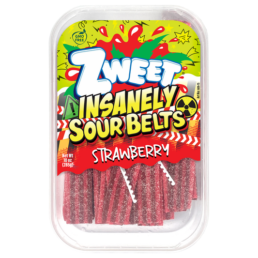 Insanely Sour Strawberry Belts | Zweet | 10 oz