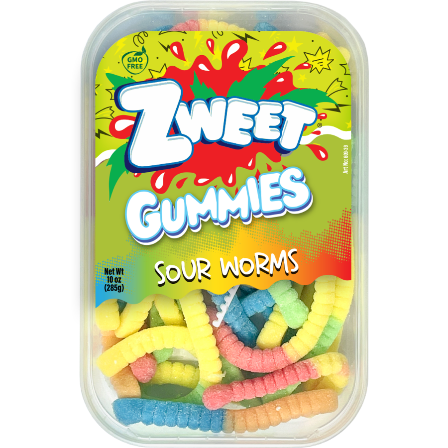 Neon Gummy Sour Worms | Zweet | 10 oz