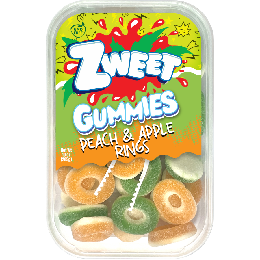 Gummy Peach and Apple Rings | Zweet  | 10 oz