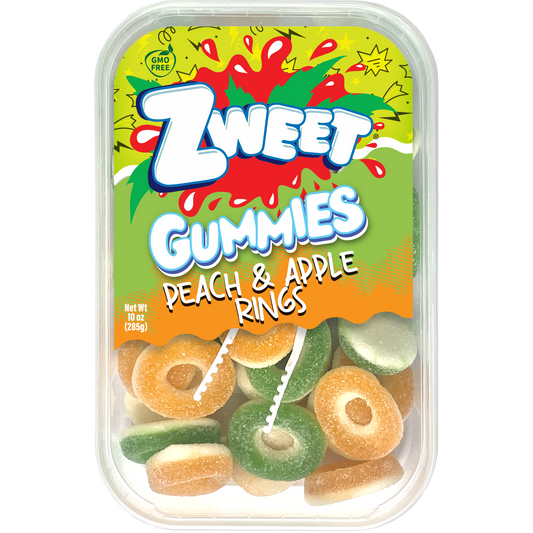 Gummy Peach and Apple Rings | Zweet  | 10 oz