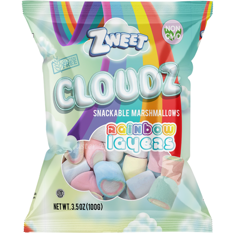 Cloudz Snackable Marshmallows Rainbow Layers | 3.5 oz | Zweet