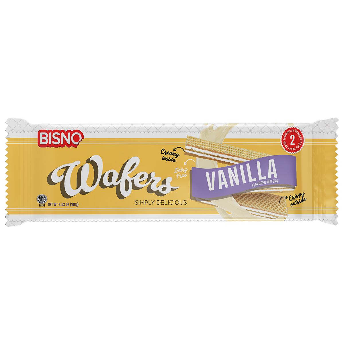 Wafer | Vanilla | Pack of 2 | 3.5 oz | Bisno