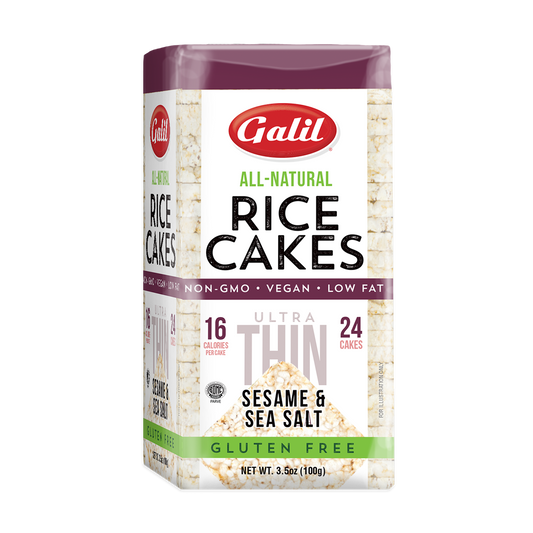 Ultra Thin Rice Cakes | Square | Sesame & Salt | 3.5 oz | Galil