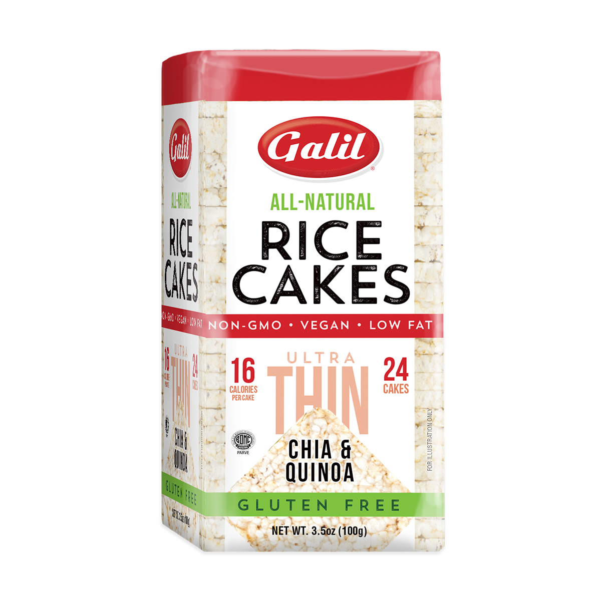 Ultra Thin Rice Cakes | Square | Chia & Quinoa | 3.5 oz | Galil