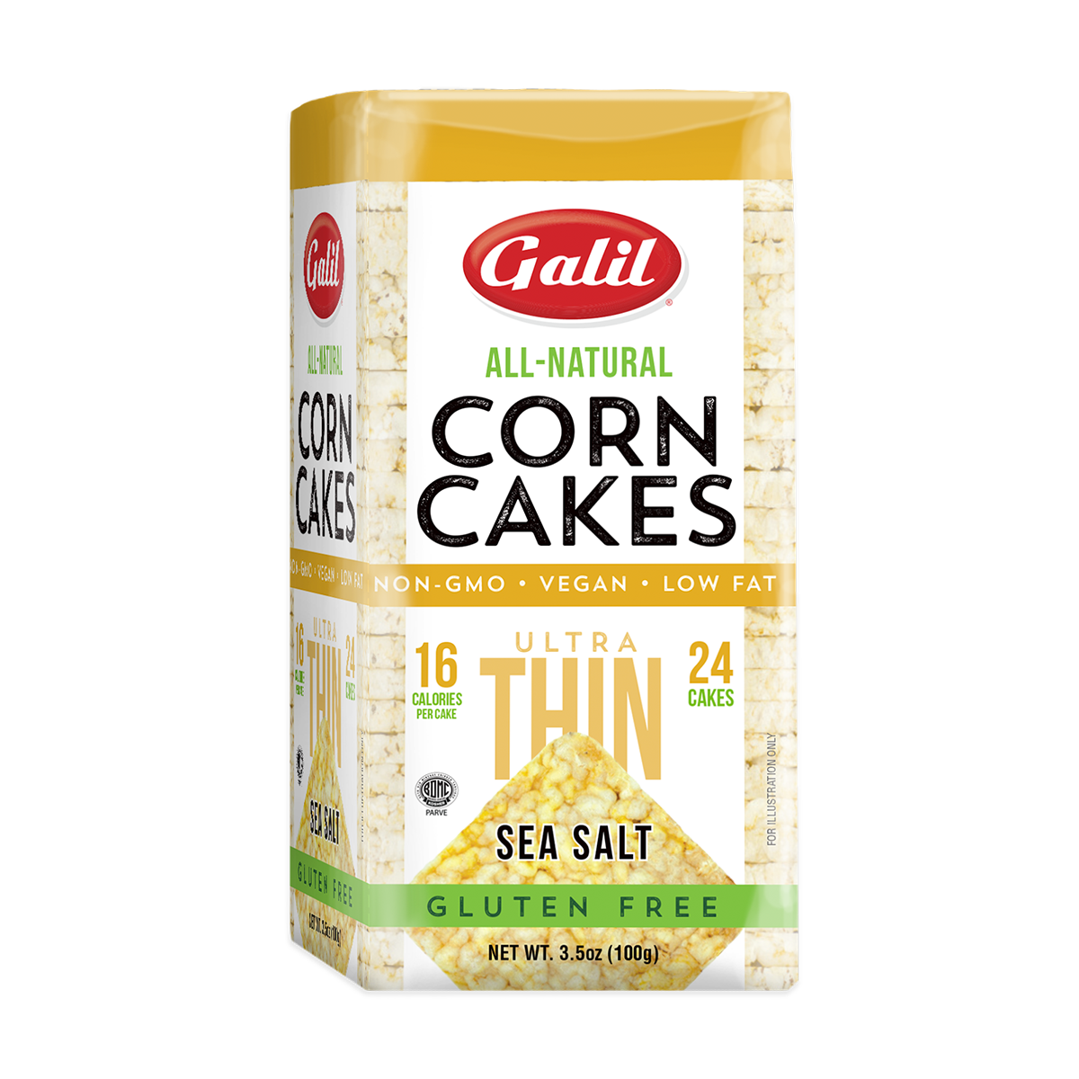 Ultra Thin Corn Cakes | Square | Salt | 3.5 oz | Galil