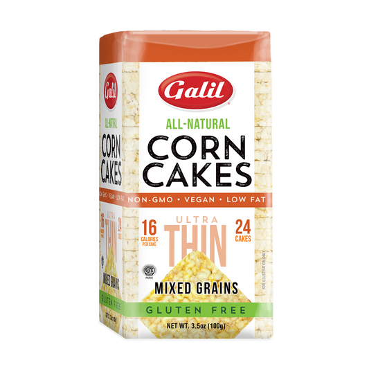 Ultra Thin Corn Cakes | Square | Mixed Grain | 3.5 oz | Galil