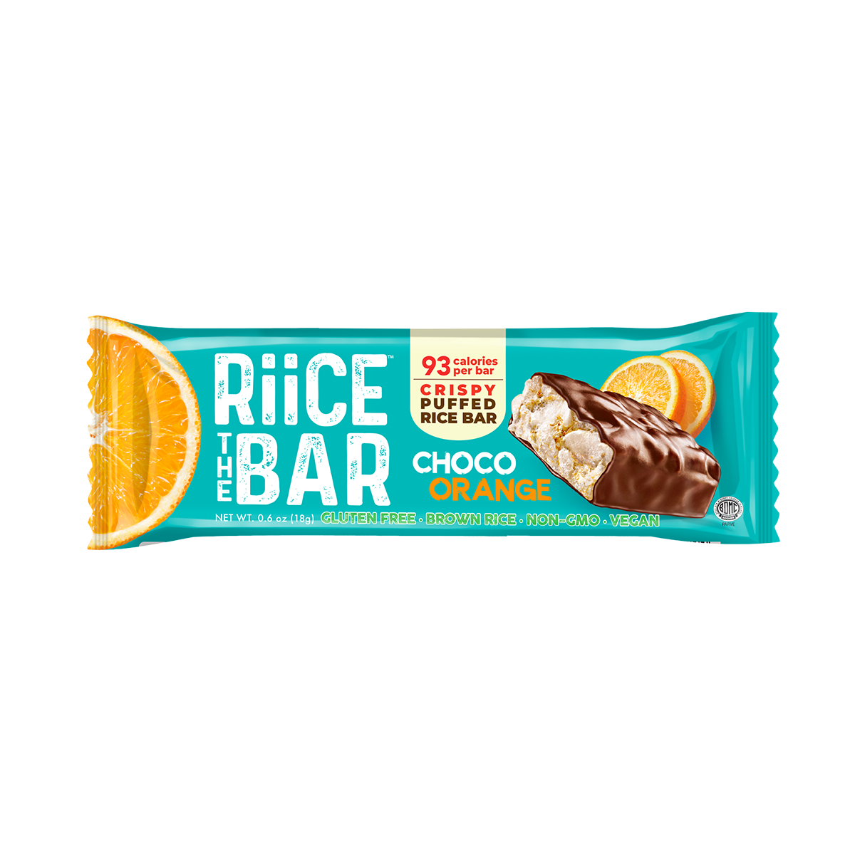 Choco Orange Puffed Rice Bar | 5 Bars x 0.6 oz | RiiCE the Bar