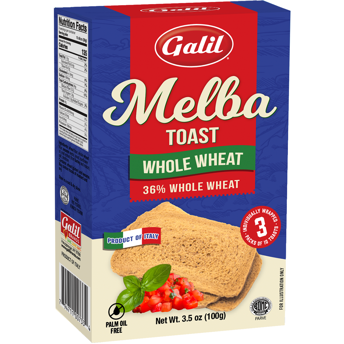 Melba Toast | Whole Wheat | 3.5 oz | Galil