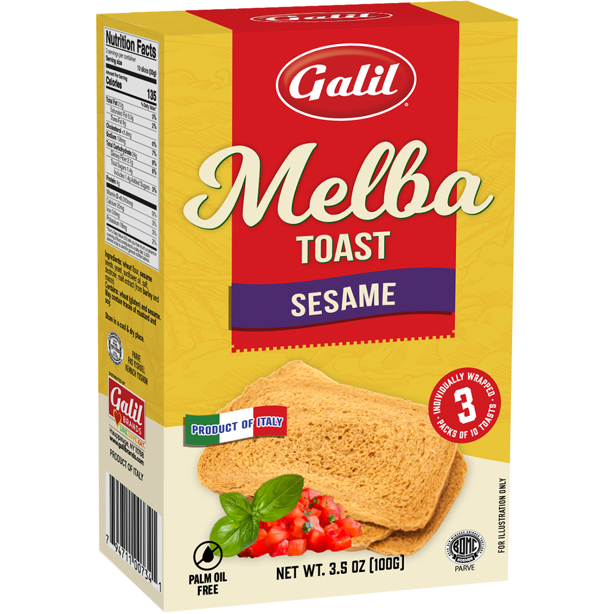 Melba Toast | Sesame | 3.5 oz | Galil