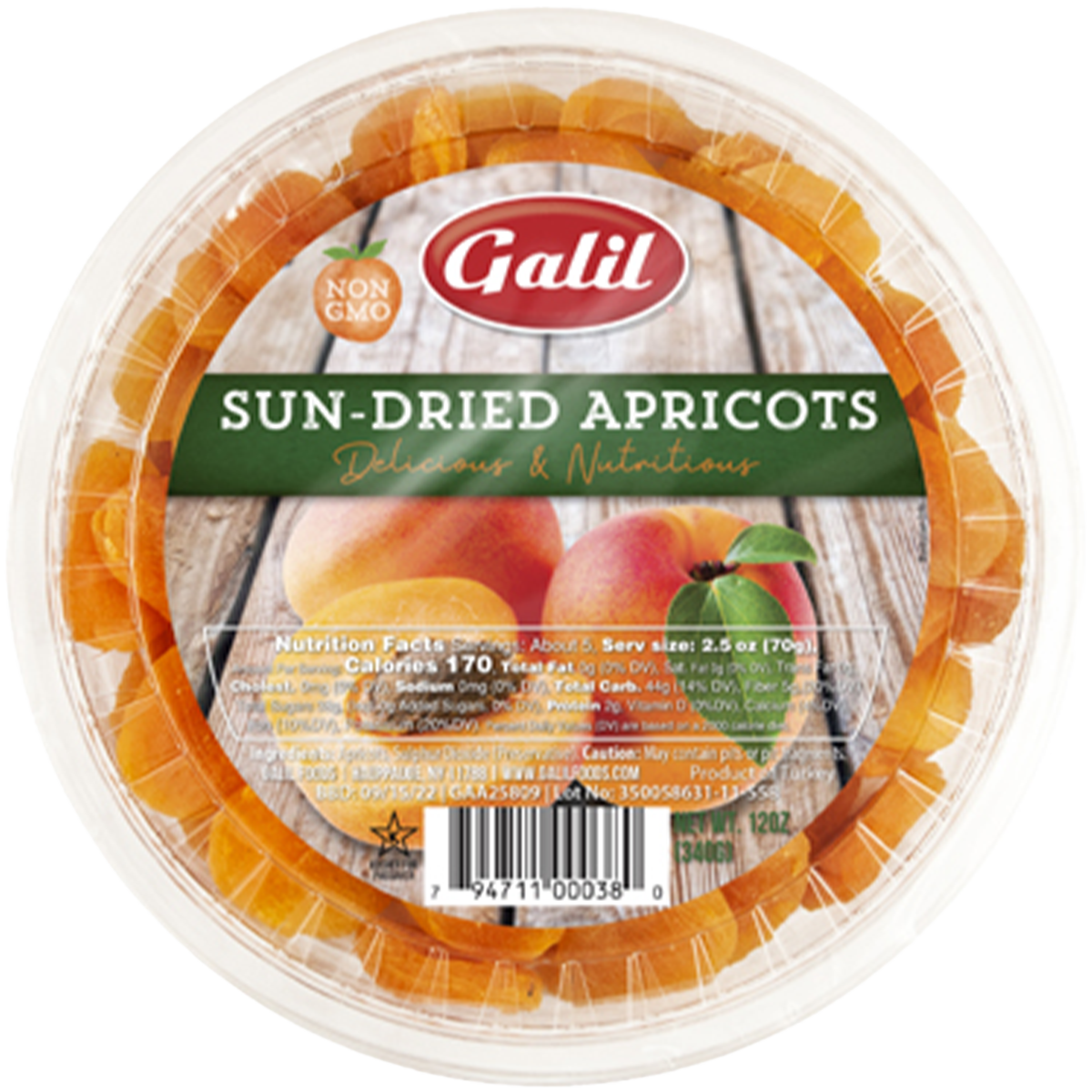 Sun-Dried Apricots | Sun-Dried | 12 oz | Galil