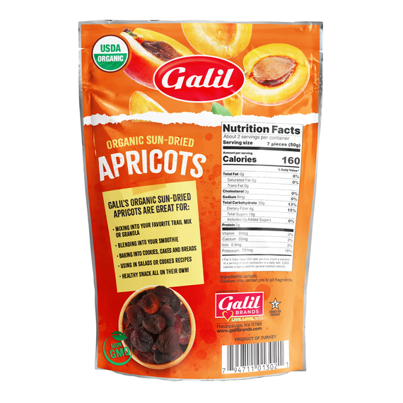 Organic Sun-Dried Apricots | 3.5 oz | Galil
