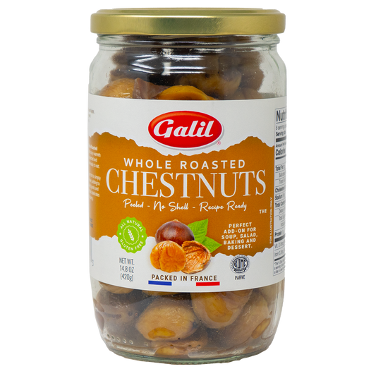 Whole Roasted Chestnuts | 14.8 oz Jar | Galil