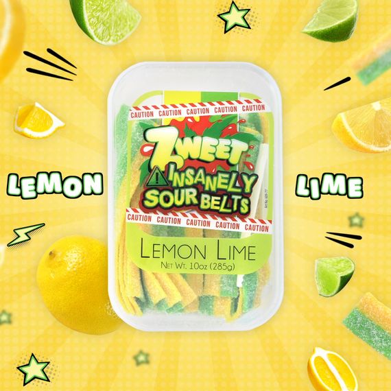 Insanely Sour Lemon Lime Belts | Zweet | 10 oz
