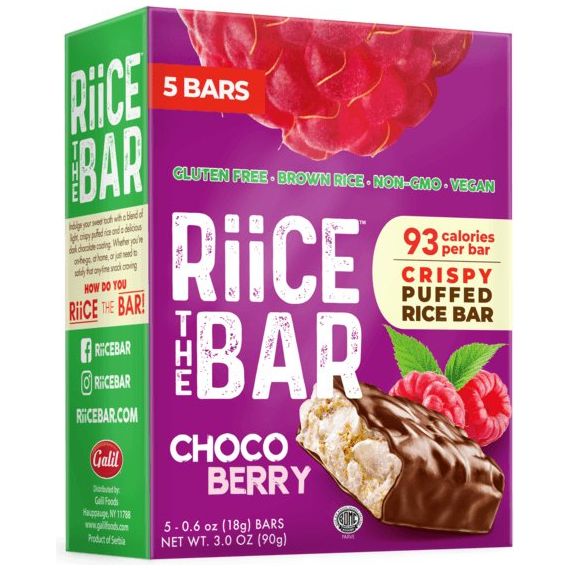 Choco Berry Puffed Rice Bar | 5 Bars x 0.6 oz | RiiCE the Bar - ShopGalil