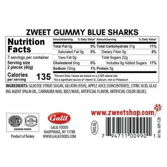 Gummy Blue Sharks | Zweet | 10 oz - ShopGalil