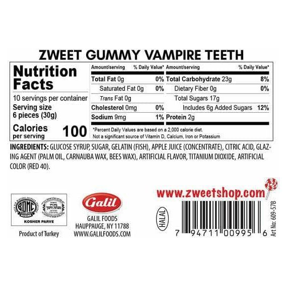 Gummy Vampire Teeth | Zweet | 10 oz - ShopGalil