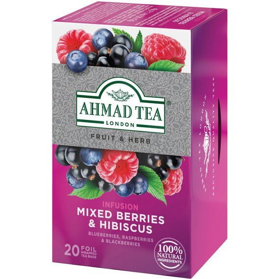 Mixed Berries & Hibiscus Infusion Fruit Tea - Herbal | 20' Tea Bags | Ahmad Tea - ShopGalil