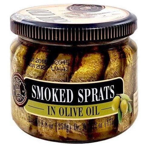 Smoked Sprats in Olive Oil Jar | 8.8 oz | Riga - ShopGalil