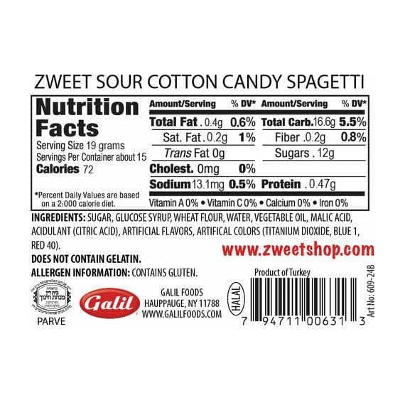 Sour Cotton Candy Silly Spagetti | Zweet | 10 oz - ShopGalil