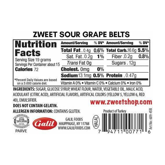 Sour Grape Belts | Zweet | 10 oz - ShopGalil