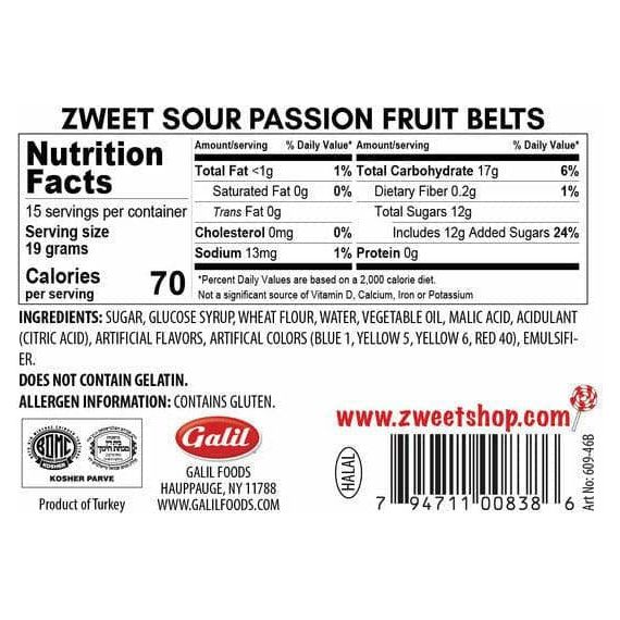 Sour Passion Fruit Belts | Zweet | 10 oz - ShopGalil