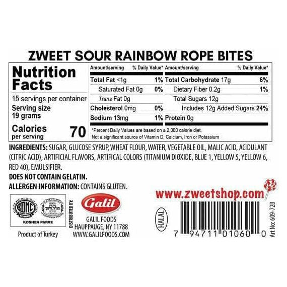 Sour Rainbow Rope Bites | Zweet | 10 oz - ShopGalil