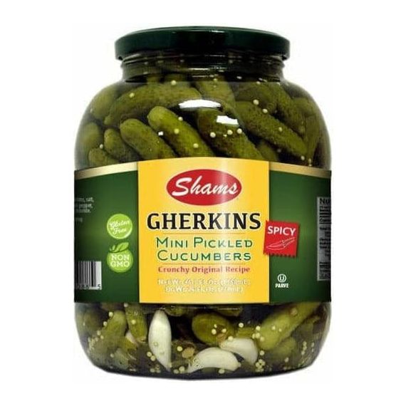 Spicy Mini Gherkin Pickles | 46.3 oz | Shams - ShopGalil